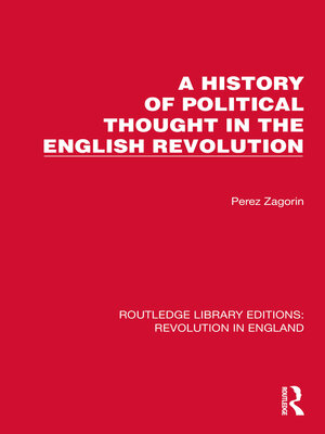 cover image of A History of Political Thought in the English Revolution